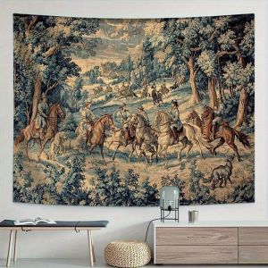 VIKAMA Vintage Châu Âu Săn Bắn Thảm Thời Trung Cổ Rider Trên Ngựa Cảnh Rừng Treo Tường Retro Trang Trí Cho Phòng Khách