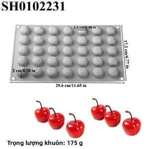 Anh Đào Thiết Kế Khuôn Bánh Silicone 8/12/35 Tế Bào Cho Trái Cây Mousse Chocolate Món Tráng Miệng Nướng Thân Thiện Với Môi Trường Khuôn Bếp Dụng Cụ