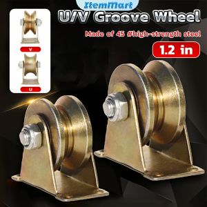 ItemMart 1.2 Inch U/V Groove Wheel Stainless Steel Sliding Door Roller for Inverted Track Rolling Gate Wire Rope Rail