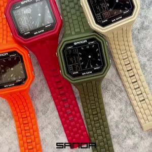 Sanda | SANDA New Men Analog Pointe Digital Watch 5Bar Waterproof LED Luminous Multi Functional Student Dual Display Sport Wristwatch