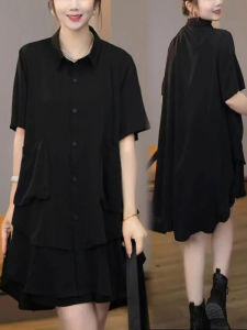 plus Size Fashionable Set Womens Loose Slimming Mid-Length Short-Sleeve Top Wide-Leg Shorts Two-Piece Suit Summer New Arrival