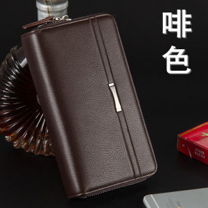 New Mens Wallet Large Capacity Business Soft Leather Long Zipper Hand Bag Trendy Casual Wallet for Men PU Leather Handheld