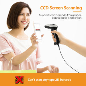 Eyoyo Evnvn Bluetooth Barcode Scanner 2.4GHz Wireless Price Scanner Wired Connection CCD Image Scanning for Phones Tablets Computers PC Handheld 1D Bar Code Reader
