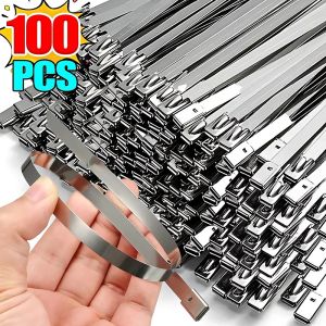 20-100Pcs Metal Cable Zip Ties 304 stainless steel Self-locking Cable Wire Tie Wrap