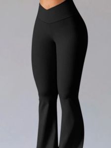 กางเกงโยคะทรงหลวมเอวสูง ทรงขากระบอก ทรงเข้ารูป กางเกงขายาวลำลองสำหรับผู้หญิง สไตล์สตรีท ฤดูร้อน 2024