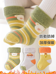 ถุงเท้าเด็กแรกเกิดผ้าฝ้ายแท้ถุงเท้าเด็กฤดูใบไม้ร่วงและฤดูหนาวแบบหนาถุงเท้าเด็กฤดูหนาวแบบไม่ติดขา ถุงเท้าเด็กกลางถึงข้อเท้า