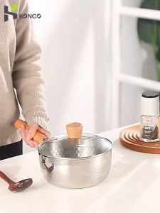 LOẠI XỊN DÀY Chảo thép không gỉ Hammer cán gỗ sâu lòng không nắp chảo lòng sâu thép không gỉ cao cấp tiện dụng chảo inox cao cấp chảo sâu cao cấp