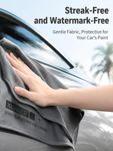 “XUNDER Short Pile Car Washing Towel – Ultra Absorbent No Lint Scratch-Free | 3x Water Absorption | High-Density Micro