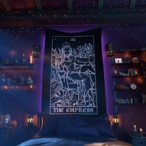 VIKAMA Tarot Queen Tapestry Dark Gothic Wall Decoration Living Room Meditation Room Mystery Theme Party Room Decoration