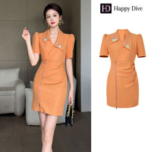 Happy Diva เดรสผู้หญิง เดรสสีส้ม เดรสสูท เดรสทำงาน เดรสไฮโซ เดรสวินเทจ เดรสออกงาน เดรสปาร์ตี้ ชุดราตรี 30816