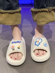 Doraemon Japanese Style Slippers for Women Summer Outwear Couple Thick Sole Cute Non-Slip Interior Home