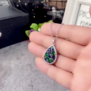 Womens Green Cubic Zirconia Teardrop Drop Earrings and Necklace Set Elegant Party Wedding Banquet Jewelry Accessory