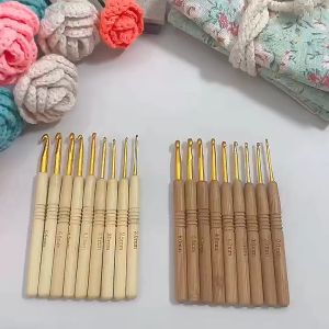 9Pcs/set Bamboo Handle Crochet Hook Set: Essential Handmade Knitting Supplies