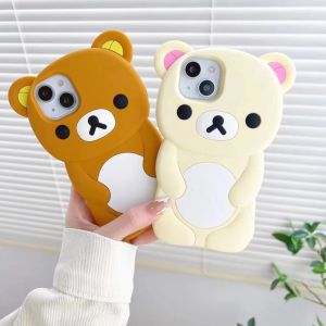 Sanrio | Cute Rilakkuma Bear Phone Case For iPhone 17 16 15 14 13 12 11 Pro Max Plus X XR XS Max 6 7 8 Plus Cartoon Silicone Back Cover