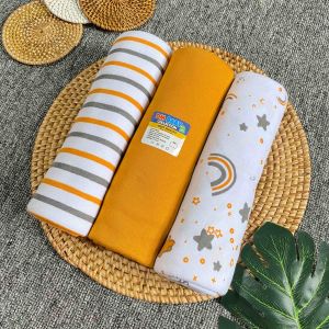 Seri Kunyit DM - 3 PCS Bedong Motif UK Jumbo 90x110cm Bahan Kaos SNI Bedong Bayi New Born Bedong Bayi Baru Lahir New Born