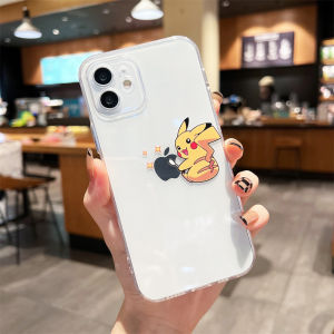 Creative Cartoon Pikachu iPhone Case Protective Shell for Apple 13 11 pro Max Transparent Anti-Fall for Men Women Couples