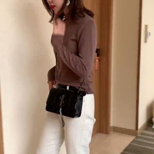 NOYI Exquisite Girly PU Leather Bag  Commuting Bag  Simple Atmosphere Ladies Bag French Small Ck High-quality Texture Bag Womens New Tassel Inlaid Diamond Chain Small Square Bag Womens Single Shoulder Bag Womens Bag Messenger