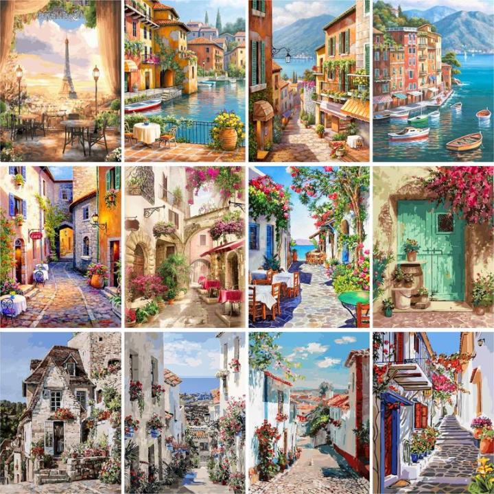 GATYZTORY Paint By Numbers For Adults Children Seaside Town DIY ...