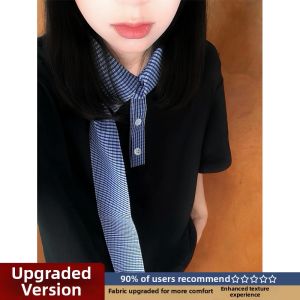 LIUBU | Plaid Collar Splicing T-Shirt Men Cleanfit Couples
