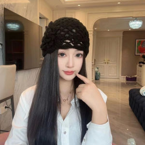 Mũ Len Đan Kiểu Dáng Cổ Điển Có Lỗ Rỗng Thêu Hoa Cho Nữ Mùa Thu Đông Có Mũ Trùm Đầu Kiểu Dáng Đơn Giản Thoải Mái