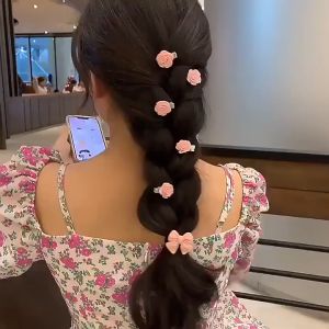 BW-C1195 Jepit Rambut Bunga Mawar Love Peach Pita Wanita Korea Jepit Rambut Pink Mini Baby Hairclip