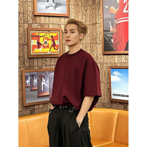 Gray Cotton Short Sleeve T-Shirt Mens Summer Pure Cotton round Neck Cleanfit American Heavyweight Half Sleeve Youth Fashion