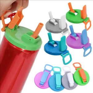1/4Pcs Can Lids With Straws Reusable Silicone Beverage Can Lids Leak-Proof Portable Soda Can Covers With Straws