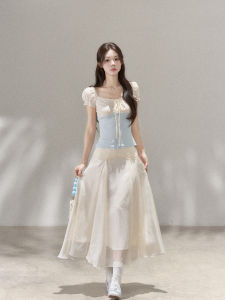 YIKEXIAOYEMEI | Chân Váy A-Line Cao Waist Thiết Kế Pháp