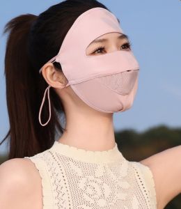 หน้ากากกรองแสงสำหรับผู้ใหญ่ที่มีการป้องกัน Seluruh Wajah รังสียูวีหน้ากากคอสเพลย์หน้ากากชุดชั้นในผ้าไหมระบายอากาศขับรถ