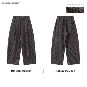 JNXS | Quần Tây Thẳng Chân Mùa Thu Phối Sọc Lông Thỏ Giả Thêu Đối Chiếu