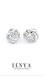 LENYA ต่างหู CZ  จาก SWAROVSKI สวยหรูทันสมัย ขนาด 1.25 มิล ตัวเรือนเงินแท้925 ชุบทองคำขาว