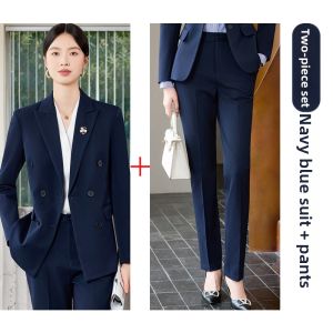 XINYU | Navy Blue Professional Womens Suit