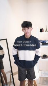 EUVERSE Half Button Fleece Sweater Oversize Pria Wanita Turtle Neck Jaket Sweatshirt Distro