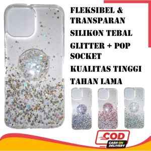 Silicone Softcase Case Casing Cesing iPhone Glitter Pop Socket GLS02 iPhone 7 Plus 8 Plus X XS X Max XS Max 11 12 12 Pro 12 ProMax