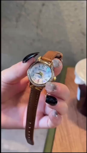 Đồng hồ nữ Doukou tròn đính đá giọt nước nhiều màu Đồng hồ thời trang nữ phong cách Hàn Quốc Đồng Hồ Nữ Đeo Tay Dây Da Nhỏ Xinh Women Watch