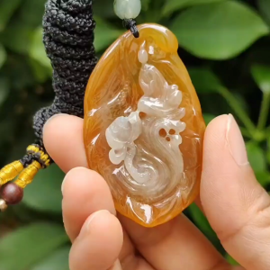 Crafted as The Enlightenment Pendant Rare Premium Natural Type A Jadeite Jade certificate weighs 15.96 grams measurement 52.8 * 31.8 * 7 mm (pendant357)