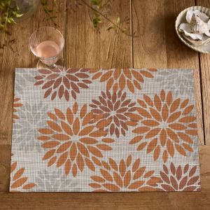 VIKAMA 2/4/6PCS Retro Daisy Flower Table Mat Insulation Washable Anti Slip Table Mat Kitchen Home Decoration