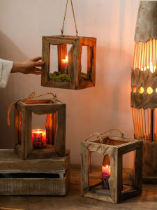Vintage Weathered Wood Candle Holder