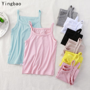 Yingbao Girl Singlet Inner Wear Kids Toddler Camisole Sleeveless T-Shirt Children Plain Tanktop Plain Color Summer Vest