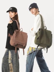 Túi Đeo Vai Nam Thời Trang Màu Đen Dung Tích Lớn Túi Học Sinh Túi Đựng Máy Tính Túi Du Lịch Thường Ngày Túi Đeo Vai Bằng Vải Cotton