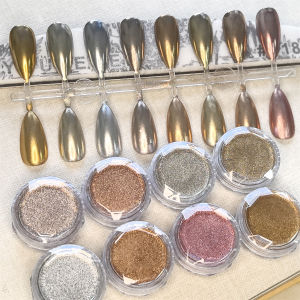 Bộ 8 Màu Lấp Lánh Phấn Trang Trí Móng Tay Hiệu Ứng Gương Ma Thuật Phấn Chrome Ánh Kim Hiệu Ứng Kim Loại Trang Trí Móng Tay Combo