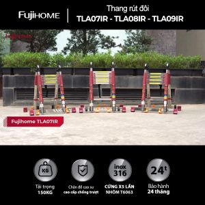 Thang inox rút chữ A Nhập Khẩu 44M - 56M gấp gọn chính hãng FUJIHOME thang rút đôi đa năng xếp gọn gia đình
