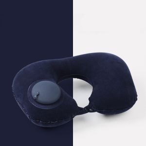 Press on Inflatable Pillow to Relax Neck Travel U-shaped Pillow Foldable and Portable with Leak Proof Device Ordinary U-shaped