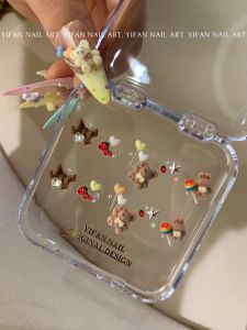 Yifannail Summer Paradise Balloon Bear Nail Ornament Material Package Cute Plush Bear Jewelry P96n65