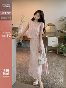 Pink Purple Embroidered Blouse And Skirt Set Womens Fashion Spring Summer Two-Piece Cotton Suit Small Fragrance Style