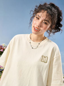American Retro Neutral Embroidery Letter Simple T-shirt