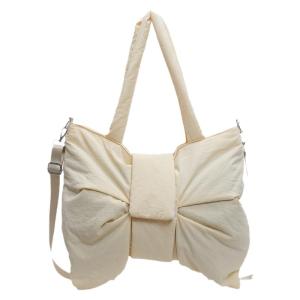 Casual Large Capacity Nylon Bag Womens 2025 New Fashion Butterfly Knot Single Shoulder Bag Commuter Slant Crossbody Bag