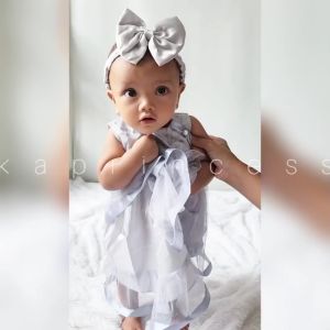 Baju Bayi Baru Lahir Newborn 0 6 Bulan Dress Tutu Anak Bayi NB Model Lucu Gemas Gaun Brukat Anak Perempuan Warna Sage Green Putih Bersih Silver Navy Fanta Akikah Aqiqah Baptis KAP103