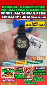 CASIO ORIGINAL - AE-1200WH-1BV - Hitam - Resin- MEN - Jam dunia JD16ST  Jam Tangan Pria Cowok Anti Air Digital Analog  AE 1200WH 1B AE-1200WH 1200 WH AE1200 AE-1200 AE1200WH AE-1200WH-1B $ WR1 STR SD7 HT7