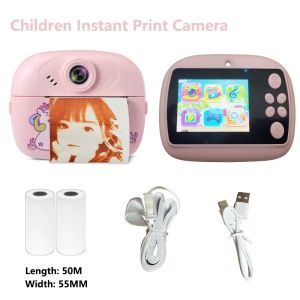 1PC Kids Instant Print Digital Camera Photo Label Thermal Print Camera for Girl Boys Birthday Gifts With 2 Rolls Printer Paper
